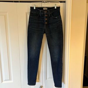 Madewell high rise 9” button fly skinny jeans. Size 28